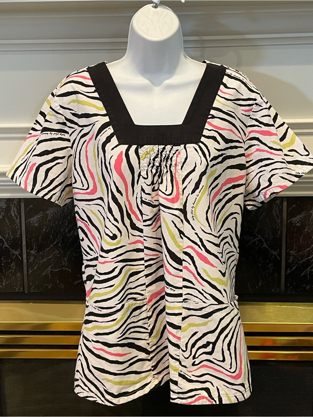 Baby Phat Zebra Print Scrub Top